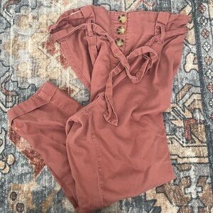 Women's pink Pants with Button Detail